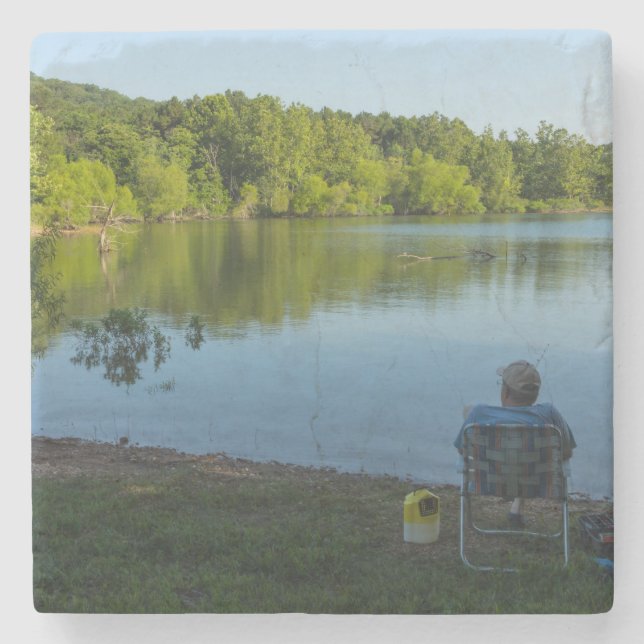 Fischerei am Morgen Steinuntersetzer (Vorderseite)