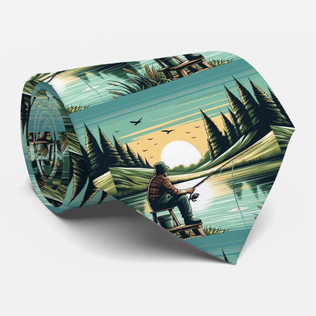 Fischerei am Ufer des Sees Krawatte (Gerollt)