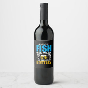 Fischerei Art I Rettung von Fischen aus Wasser Weinetikett