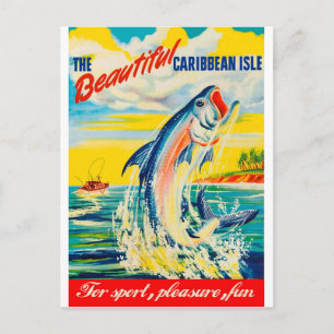 Fischerei auf der Karibischen Insel Postkarte
