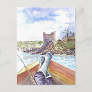 Fischerei auf polnische Postkarte