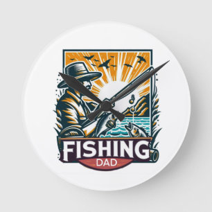 Fischerei auf Shirt Runde Wanduhr