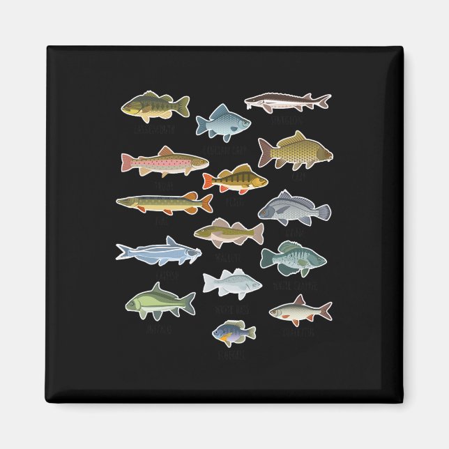 Fischerei auf Süßwasserfische Magnet (Vorne)
