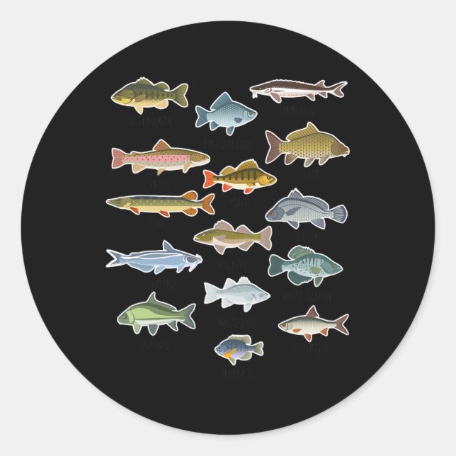 Fischerei auf Süßwasserfische Runder Aufkleber (Vorderseite)