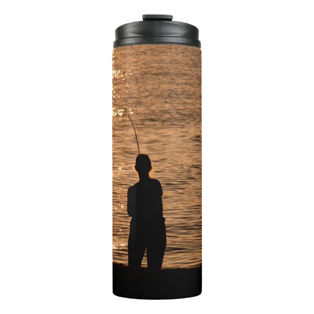 Fischerei bei Sonnenuntergang Thermosbecher (Vorderseite)