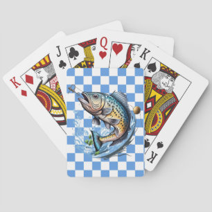 Fischerei-Blau-Kariert Spielkarten