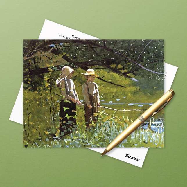 Fischerei durch den Pond Winslow Homer Postkarte (Von Creator hochgeladen)