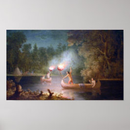 Fischerei durch Torchlight. Poster