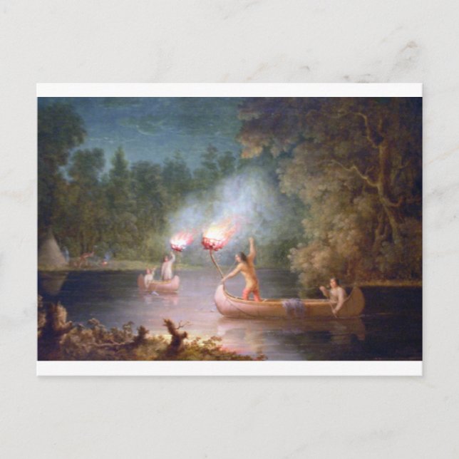 Fischerei durch Torchlight. Postkarte (Vorderseite)