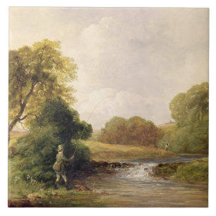 Fischerei: Einen Fisch (Öl auf Leinwand) spielen Fliese