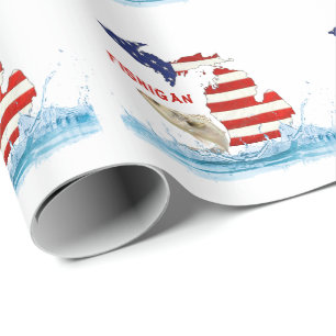 Fischerei-Flagge mit Fischen in Wasser Geschenkpapier