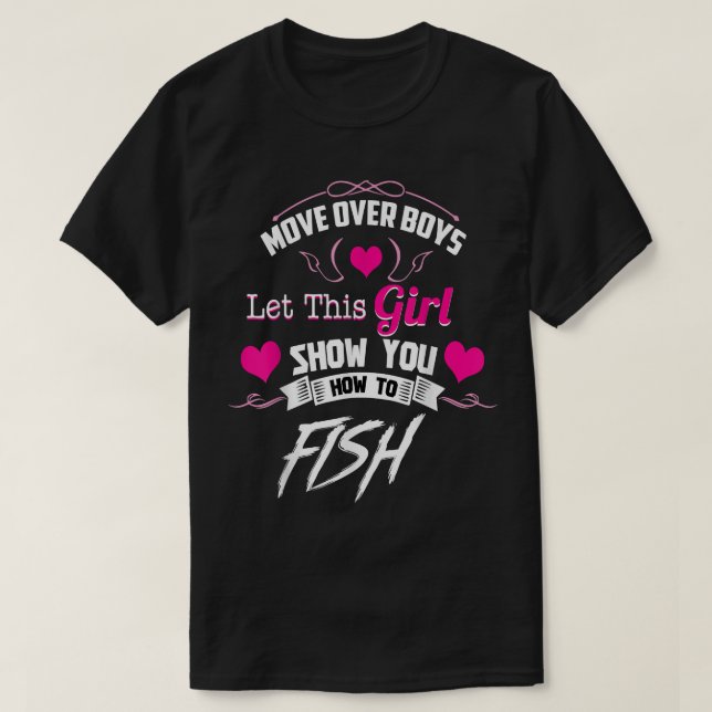 Fischerei für Mädchen, die Jungen überholen T-Shirt (Design vorne)