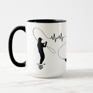 Fischerei Herzschlag Forelle Flyfischen Mann Monog Tasse