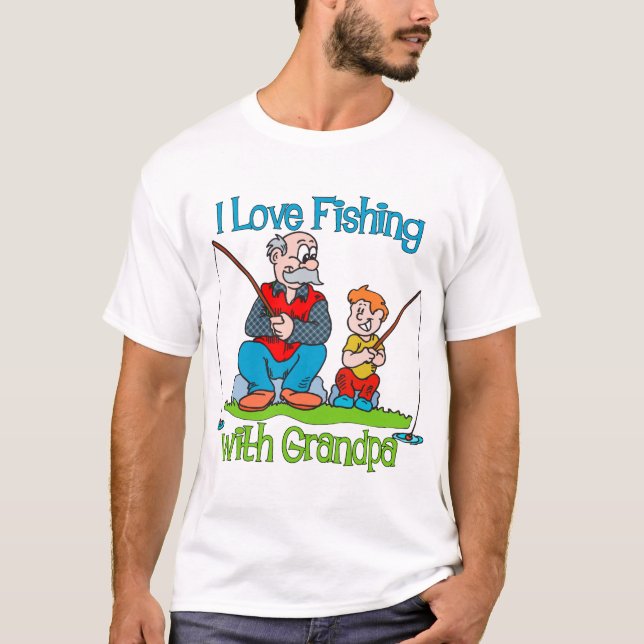 Fischerei - I Liebe Fischerei mit Großvater T-Shirt (Vorderseite)
