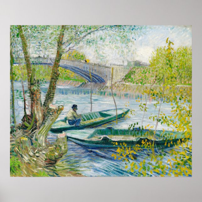 Fischerei im Frühjahr, Pont de Clichy von Van Gogh Poster (Vorne)