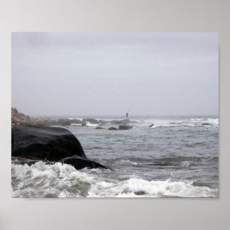 Fischerei im Nebel Poster