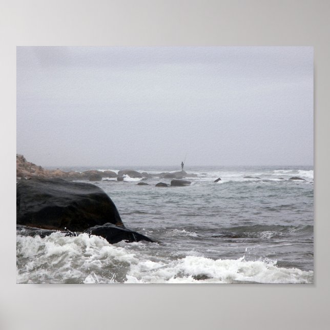 Fischerei im Nebel Poster (Vorne)