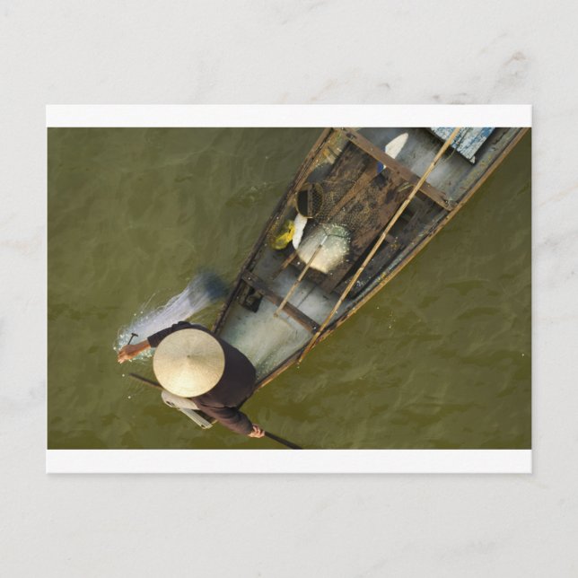 Fischerei in Asien von oben Postkarte (Vorderseite)