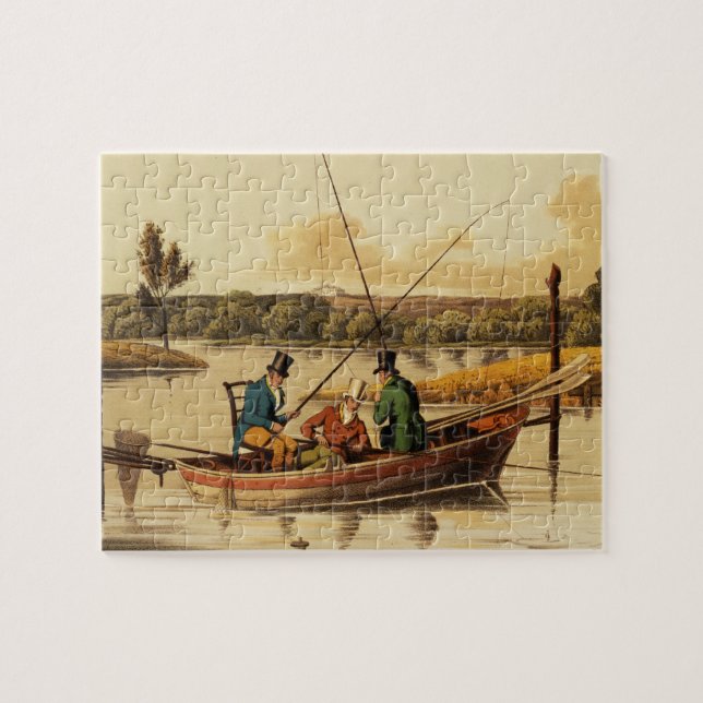 Fischerei in einem Stocherkahn, aquatinted von I. Puzzle (Horizontal)