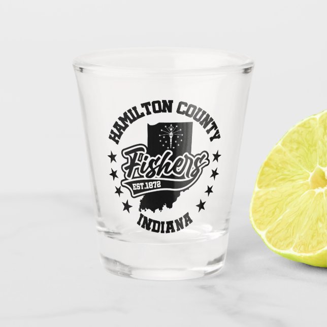 Fischerei, Indiana Schnapsglas (Vorderseite)