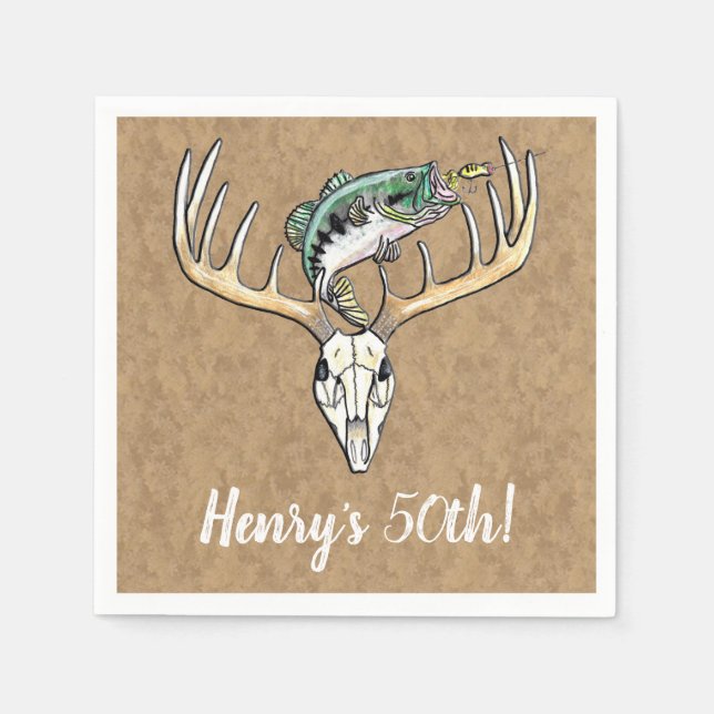 Fischerei Jagd 50. Geburtstag Serviette (Vorderseite)
