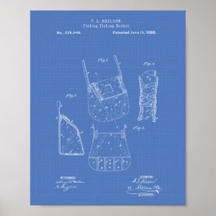 Fischerei-Korb 1880 Patent Kunst Blaupause Poster