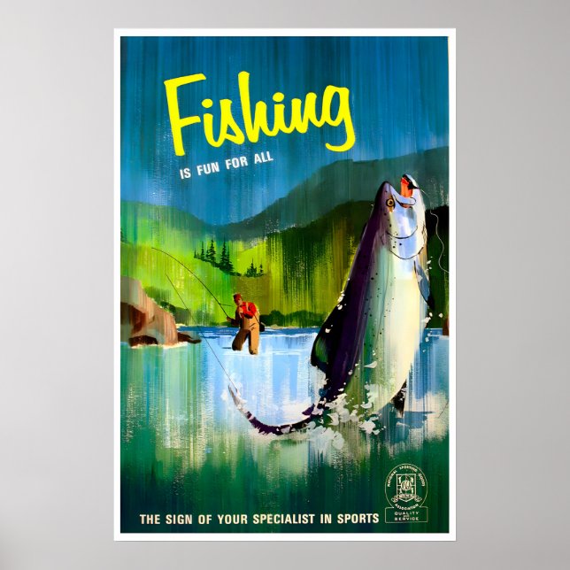 Fischerei Kunst Angler Geschenk Vintage Poster Dru (Vorne)