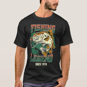 Fischerei-Legende Forelle Barsch Angler Seit 1974 T-Shirt