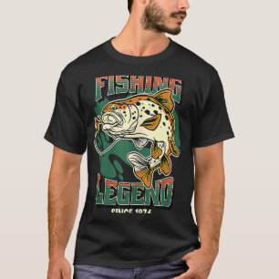 Fischerei-Legende Forelle Barsch Angler seit 1976 T-Shirt