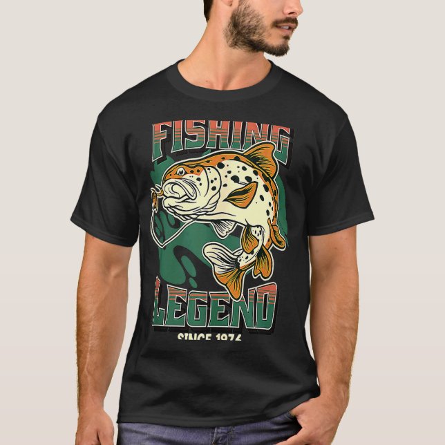 Fischerei-Legende Forelle Barsch Angler seit 1976  T-Shirt (Vorderseite)