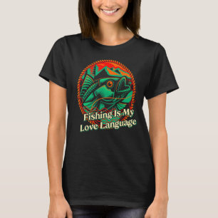 Fischerei-Liebes-Sprache Angler-Hobby Fisch Aktivi T-Shirt