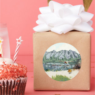 Fischerei mit einem Bush-Flugzeug Runder Aufkleber