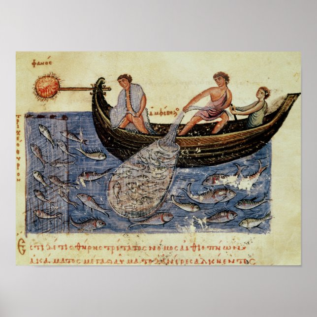Fischerei mit einem Netz Poster (Vorne)