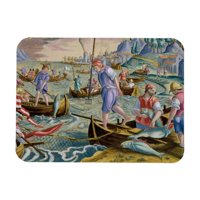 Fischerei mit Nets und Tridents im Golf von Neapel Magnet (Horizontal)