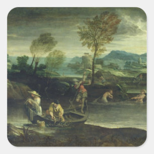 Fischerei Quadratischer Aufkleber