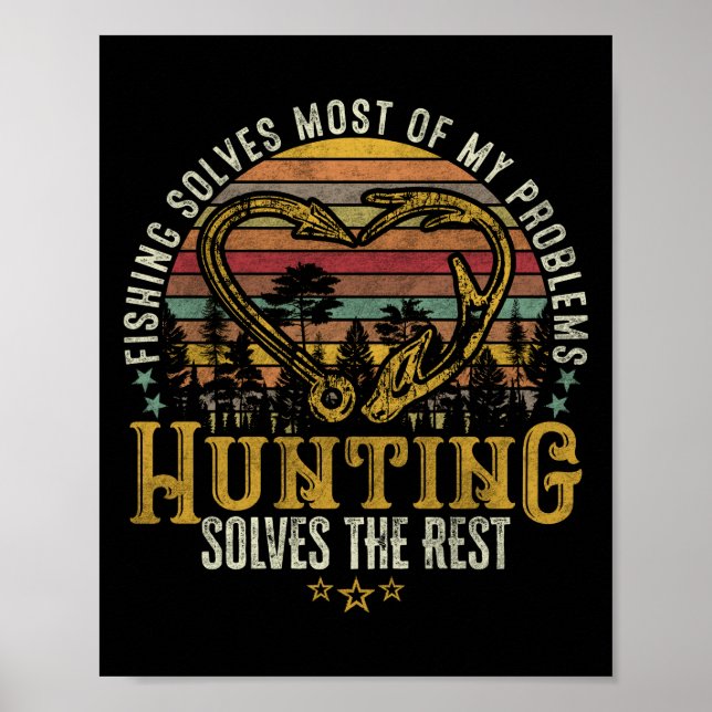Fischerei & Schattenjäger Antlerelch, Hirschjagd Poster (Vorne)