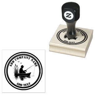 Fischerei-Silhouette-Markenlogo Gummistempel
