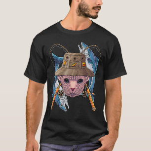 Fischerei Sphynx Outdoor Fisherman Cat Niedlich Fl T-Shirt