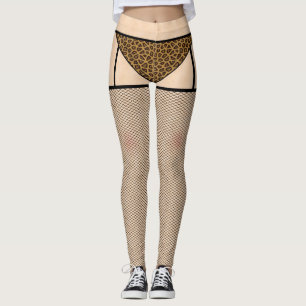 Fischerei-Strümpfe und Leopard-Skin-Leggings Leggings