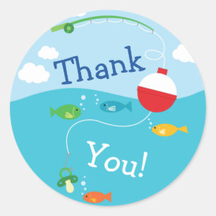 Fischerei Theme Babydusche für Fischer Runder Aufkleber