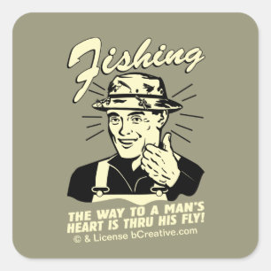 Fischerei: Thru Seine Fliege Quadratischer Aufkleber