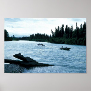 Fischerei und Bootfahren am Kenai River Poster