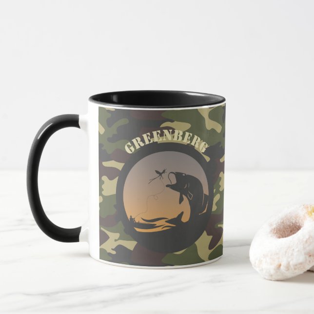 Fischerei und Camouflage Tasse (Mit Donut)