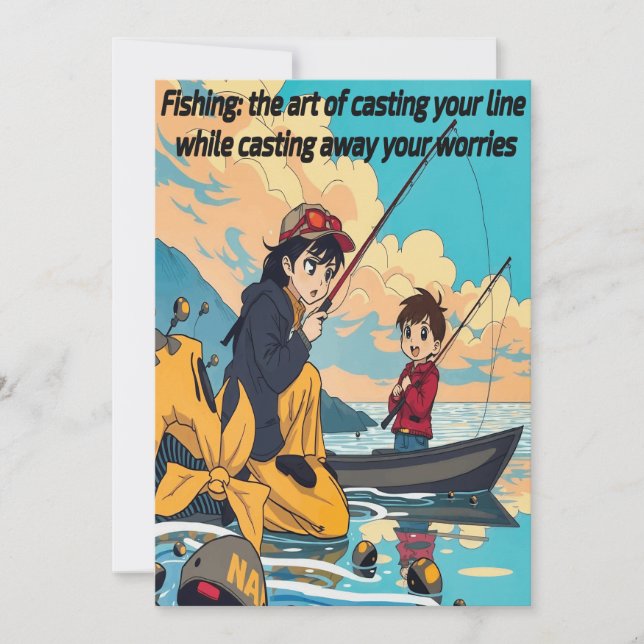 Fischerei und Familie Einladung (Vorderseite)