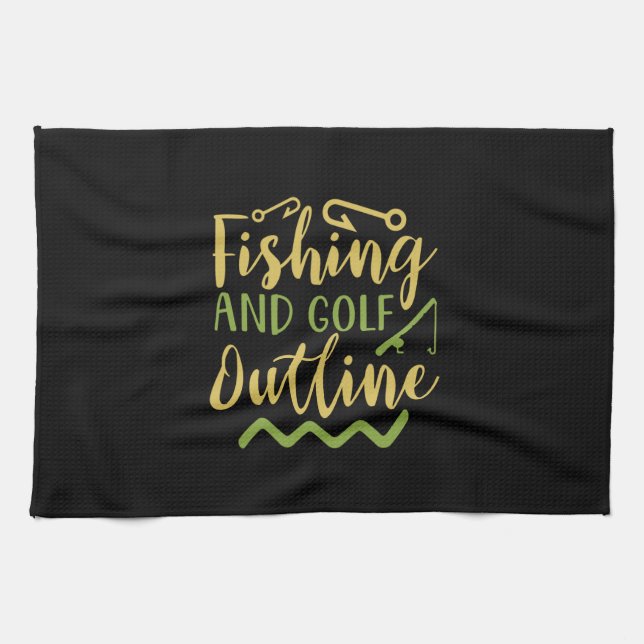 Fischerei und Golf-Kontur Geschirrtuch (Horizontal)