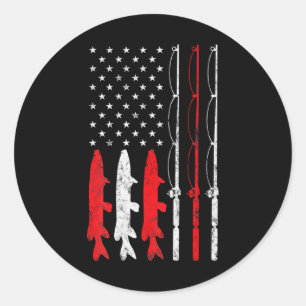 Fischerei unter amerikanischer Flagge Runder Aufkleber
