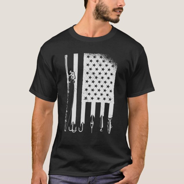 Fischerei - USA Flag American Fisherman Fishing Ro T-Shirt (Vorderseite)