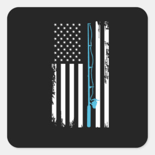 Fischerei USA Flagge Fischfang Angeln Angelgedanke Quadratischer Aufkleber