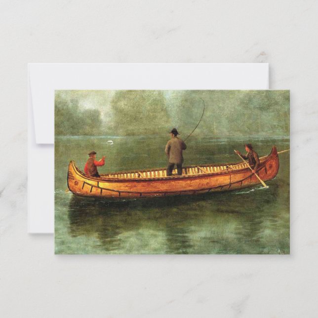 Fischerei von einem Kanu (Fischer in einem Holzboo Karte (Vorderseite)