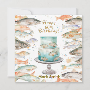 Fischerei zum 60. Geburtstag mit fischereithemenbe Karte
